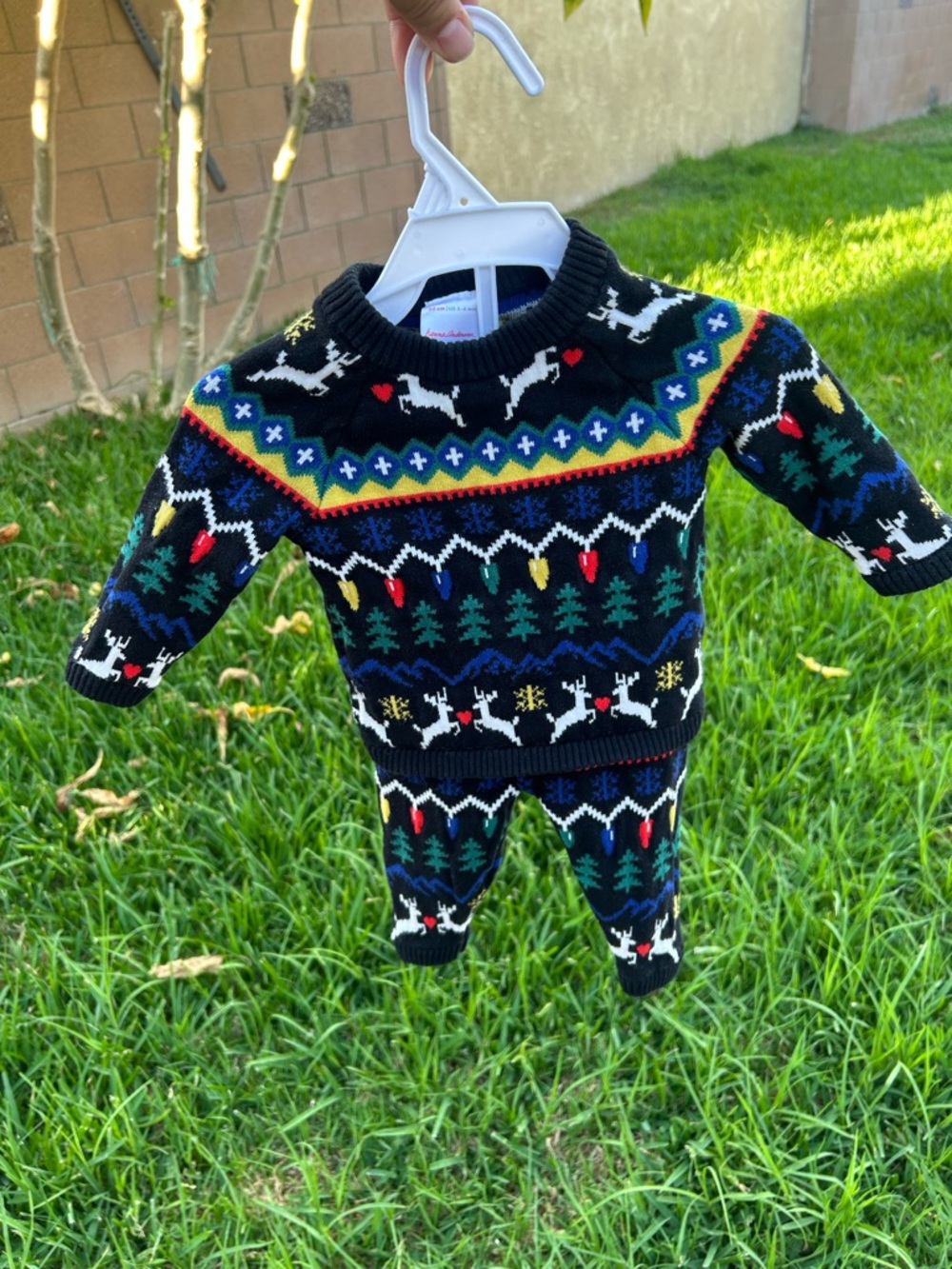 Hanna Andersson Black Holiday Reindeer Knit Baby Matching Set